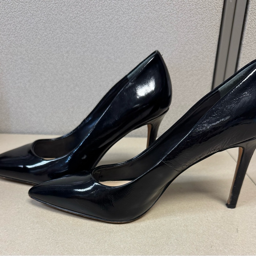 Vince Camuto Black Leather Pointed Toe Stiletto Heels - Picture 3 of 6